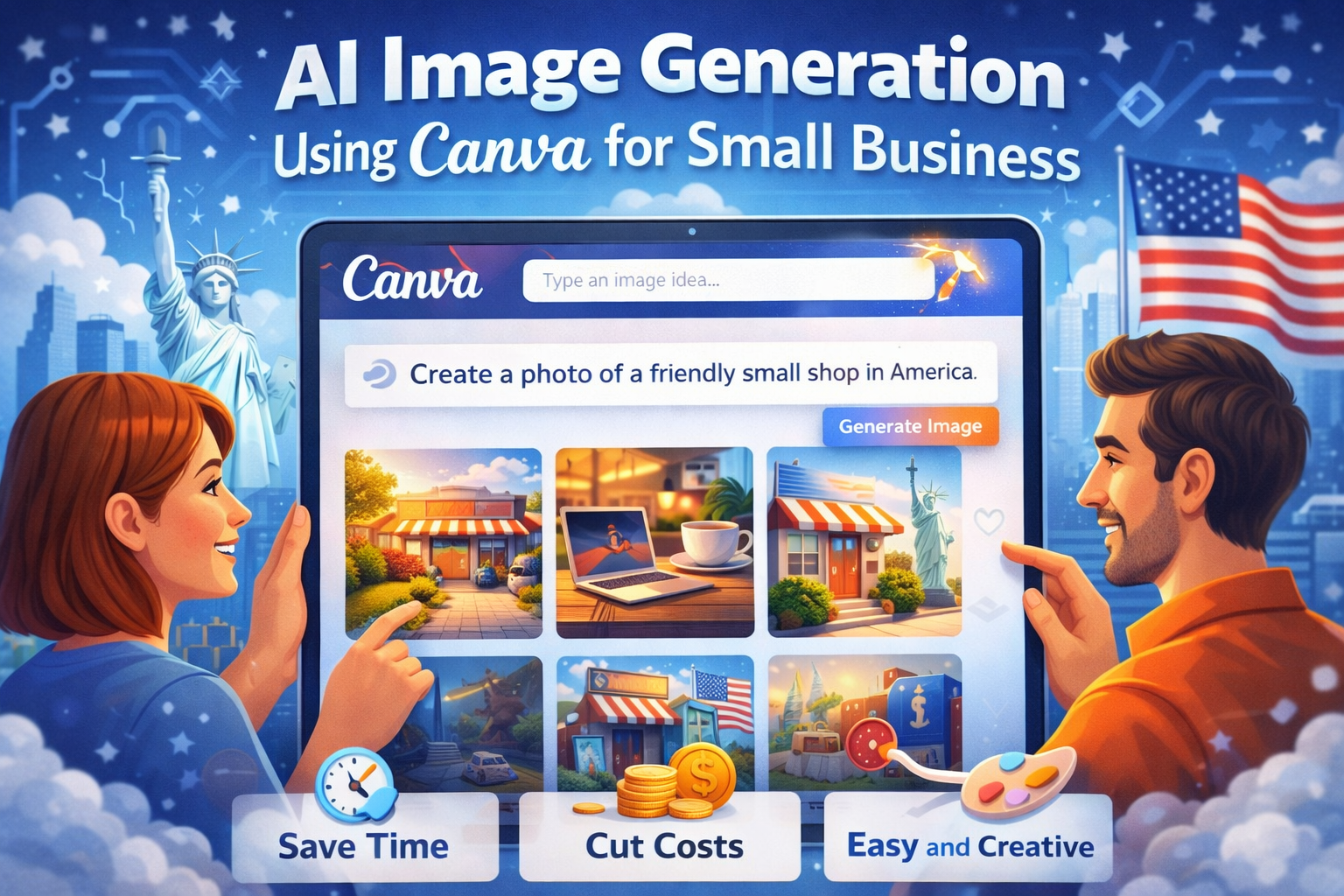 AI image generation using Canva for small business marketing and design in the USA