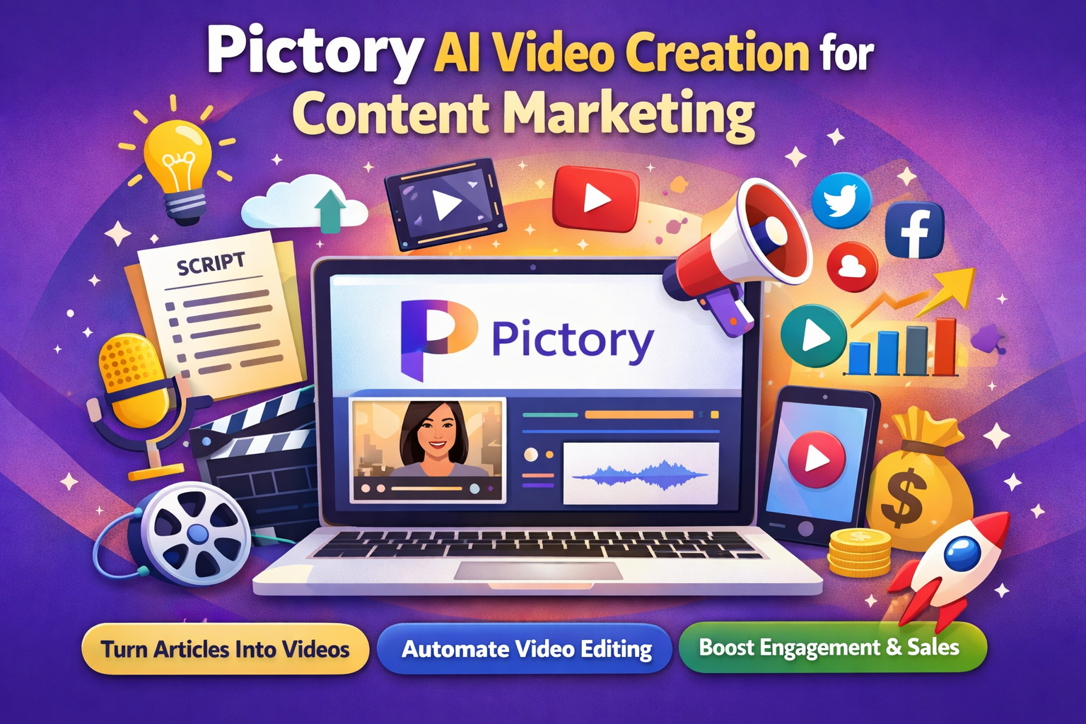 Pictory AI video creation tool converting blog content into videos for small business marketing and engagement